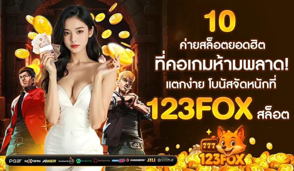 10 ค่ายสล็อตยอดฮิต ที่คอเกมห้ามพลาด! แตกง่าย โบนัสจัดหนักที่ 123fox สล็อต